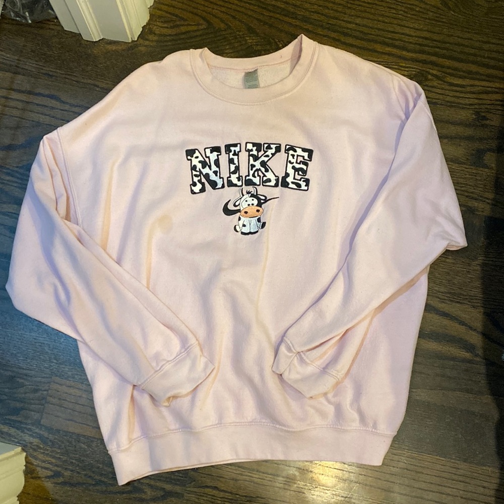 Custom Nike embroidered cow crewneck